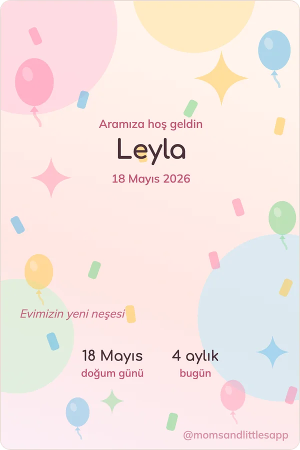 Wrapped kartı, doğum teması: Aramıza hoş geldin Leyla